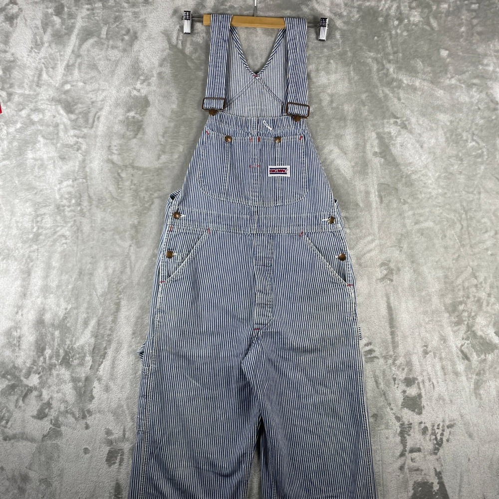 Vintage Big Mac Overalls Mens 30x30 Hickory Stripe Conductor Railroad Denim